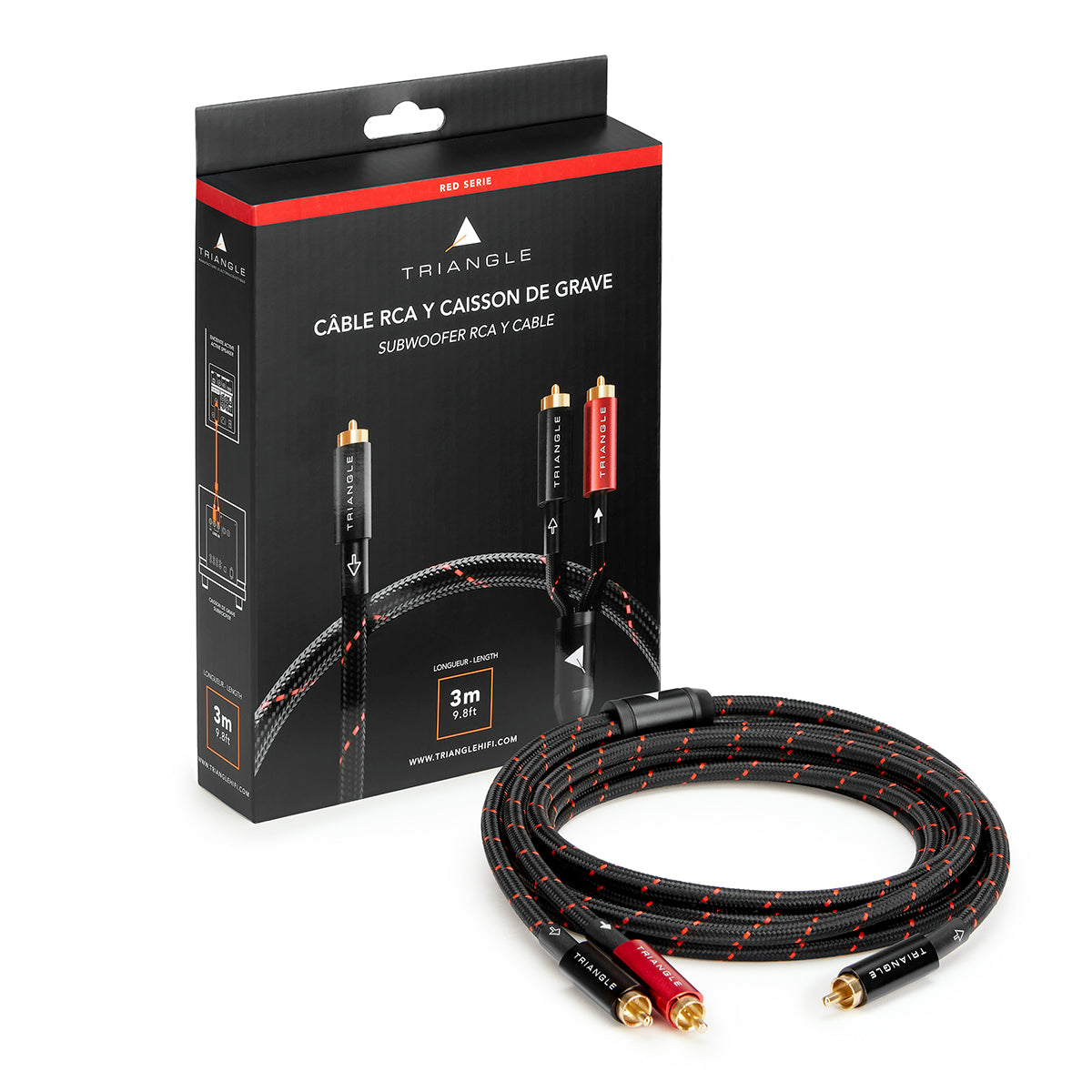 triangle cable RCA Y RCA subwoofer RCA caisson de grave caisson de basses cable RCA Y cable SUB RED serie pictures packshot packaging 01