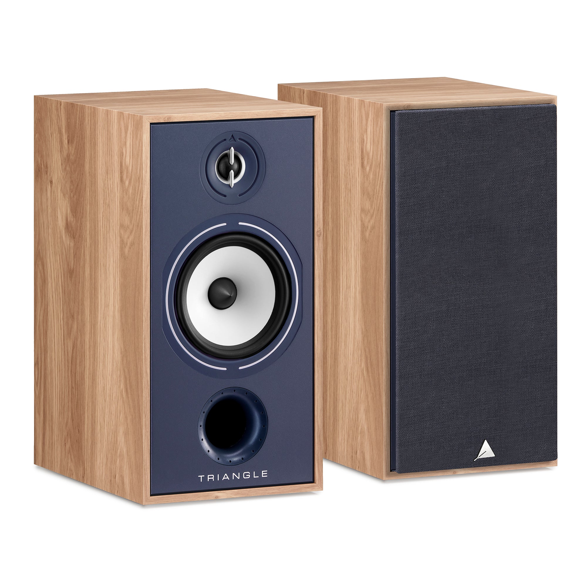 Triangle Hifi Enceintes Bibliothèque Borea BR04 Chene clair bleu pictures packshot paire 
